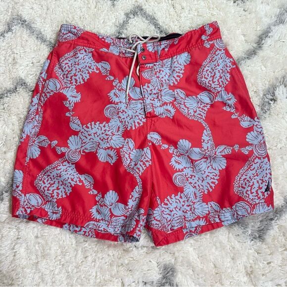 Nautica Red and Blue Floral Men's Hybrid Shorts - Picture 1 of 7